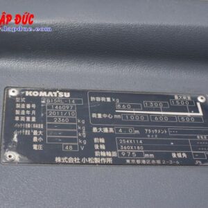 Xe nâng điện cũ KOMATSU đứng lái 1.5 tấn FB15RL# 14 -146097 giá rẻ