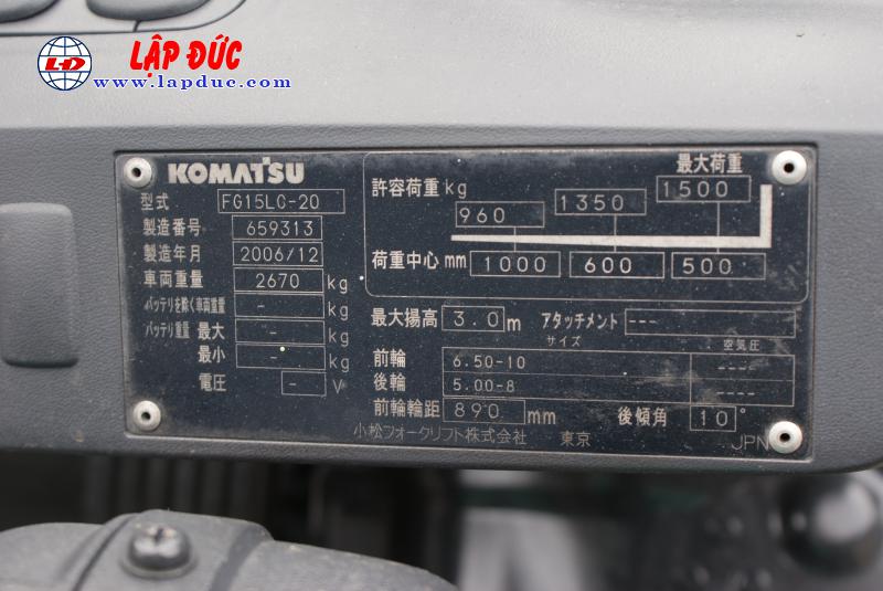Xe nâng KOMATSU máy xăng 1.5 tấn FG15LC20 # 659313 giá rẻ