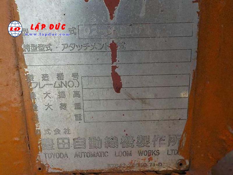 Xe Nâng Dầu 1 tấn TOYOTA 3FD10 # 41353