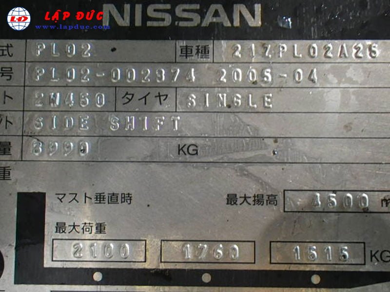 Xe nâng NISSAN máy xăng - gas 2.5 tấn PL02 giá rẻ