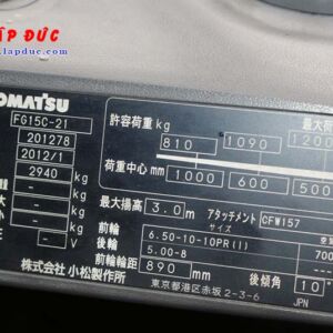 Xe nâng cũ động cơ xăng KOMATSU 1.5 tấn FG15C-21 # 201278 giá rẻ