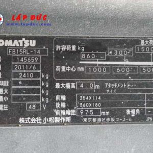 Xe nâng điện đứng lái 1.5 tấn KOMATSU FB15RL-14