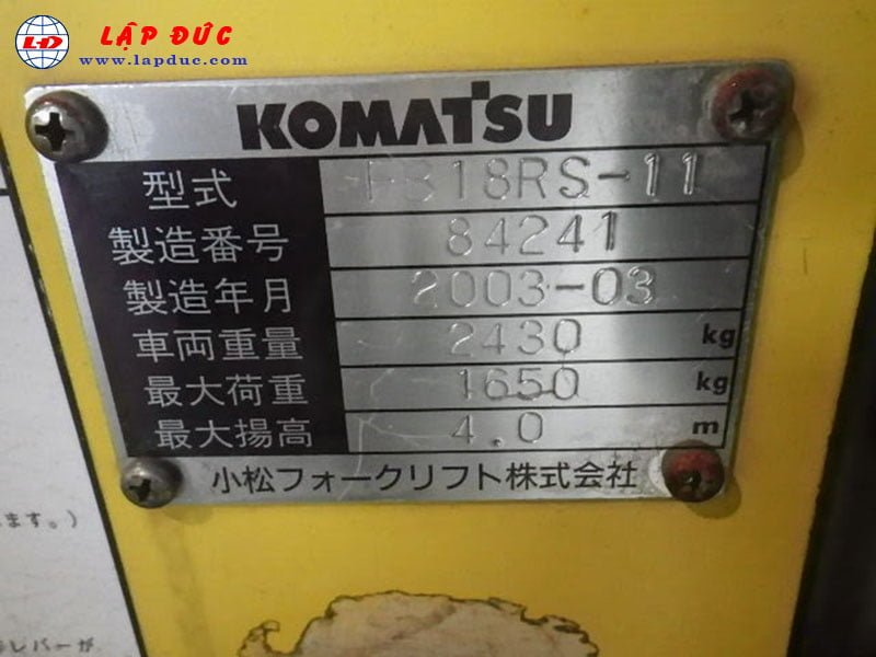 Xe nâng điện KOMATSU 1.8 tấn đứng lái FB18RS-11