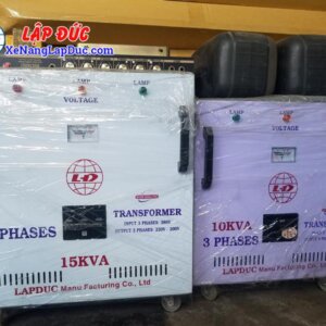 Đối với các dòng xe nâng điện từ 1 tấn tới 3 tấn thì thường dùng biến áp 10KVA hoặc 15KVA