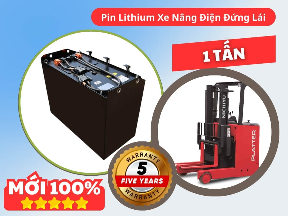 Pin Lithium Xe Nâng Điện Đứng Lái 1 tấn