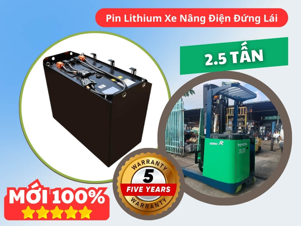 Pin Lithium Xe Nâng Điện Đứng Lái 2.5 tấn Pin Lithium Xe Nâng Điện Đứng Lái 2.5 tấn