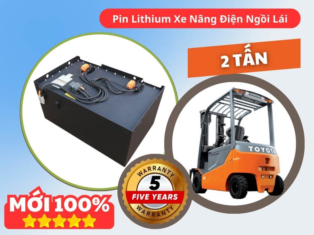 Pin lithium Xe nâng điện 2 tấn ngồi lái