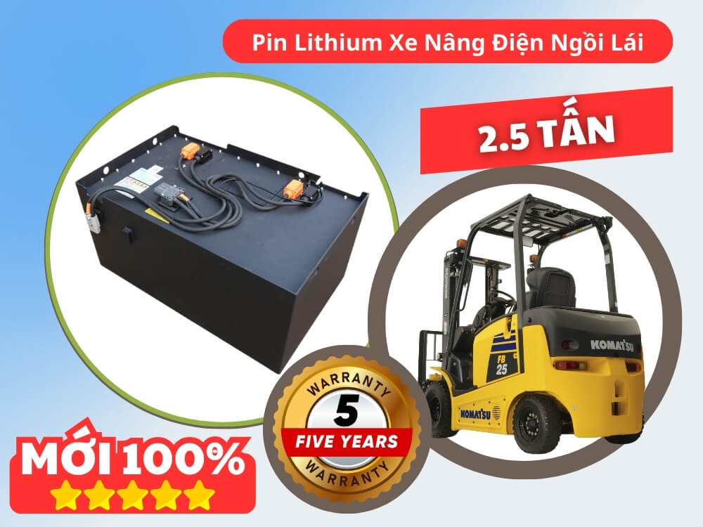 Pin lithium Xe nâng điện 2.5 tấn ngồi lái Pin lithium Xe nâng điện 2.5 tấn ngồi lái
