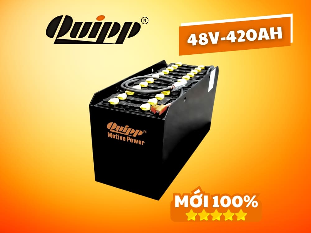 Bình điện xe nâng Quipp 48V 420Ah 13BS420 cho xe nâng điện đứng lái